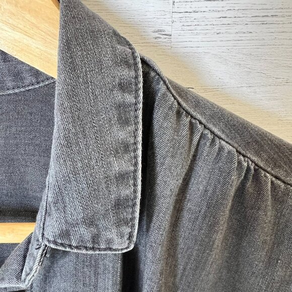 Madewell Top Womens Size XS Black Denim Rolled Sleeve Shirt in Lunar Wash - Picture 15 of 16